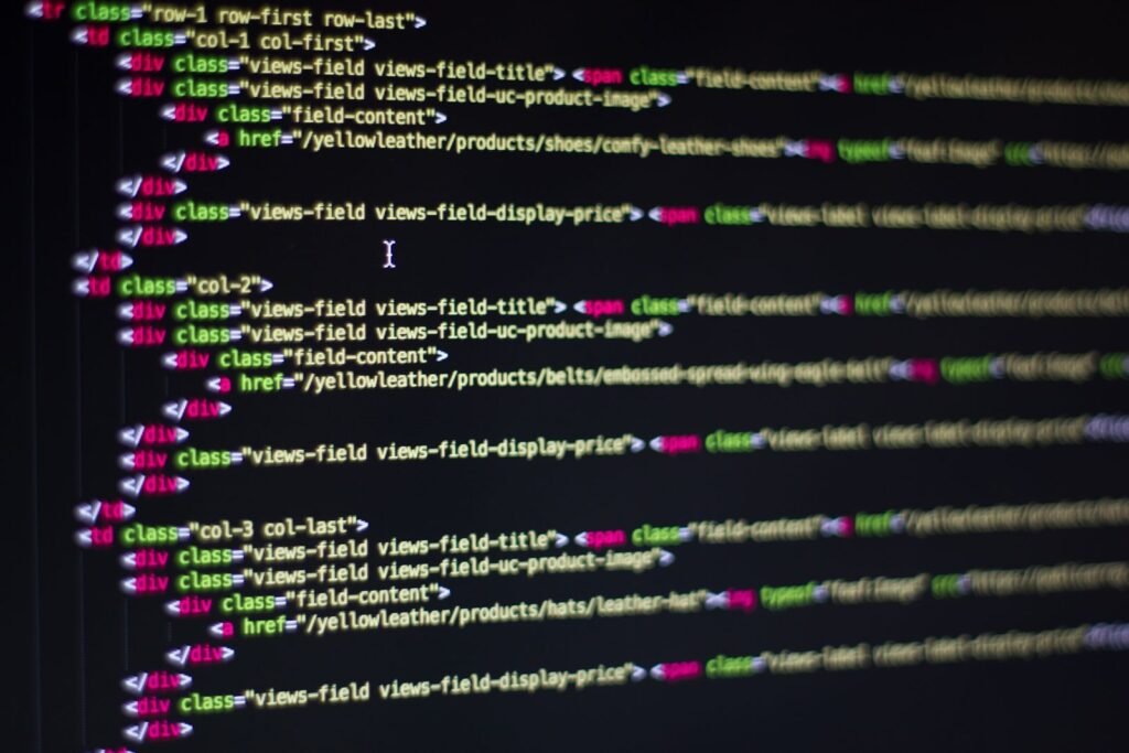 Close-up of programming code on a computer screen